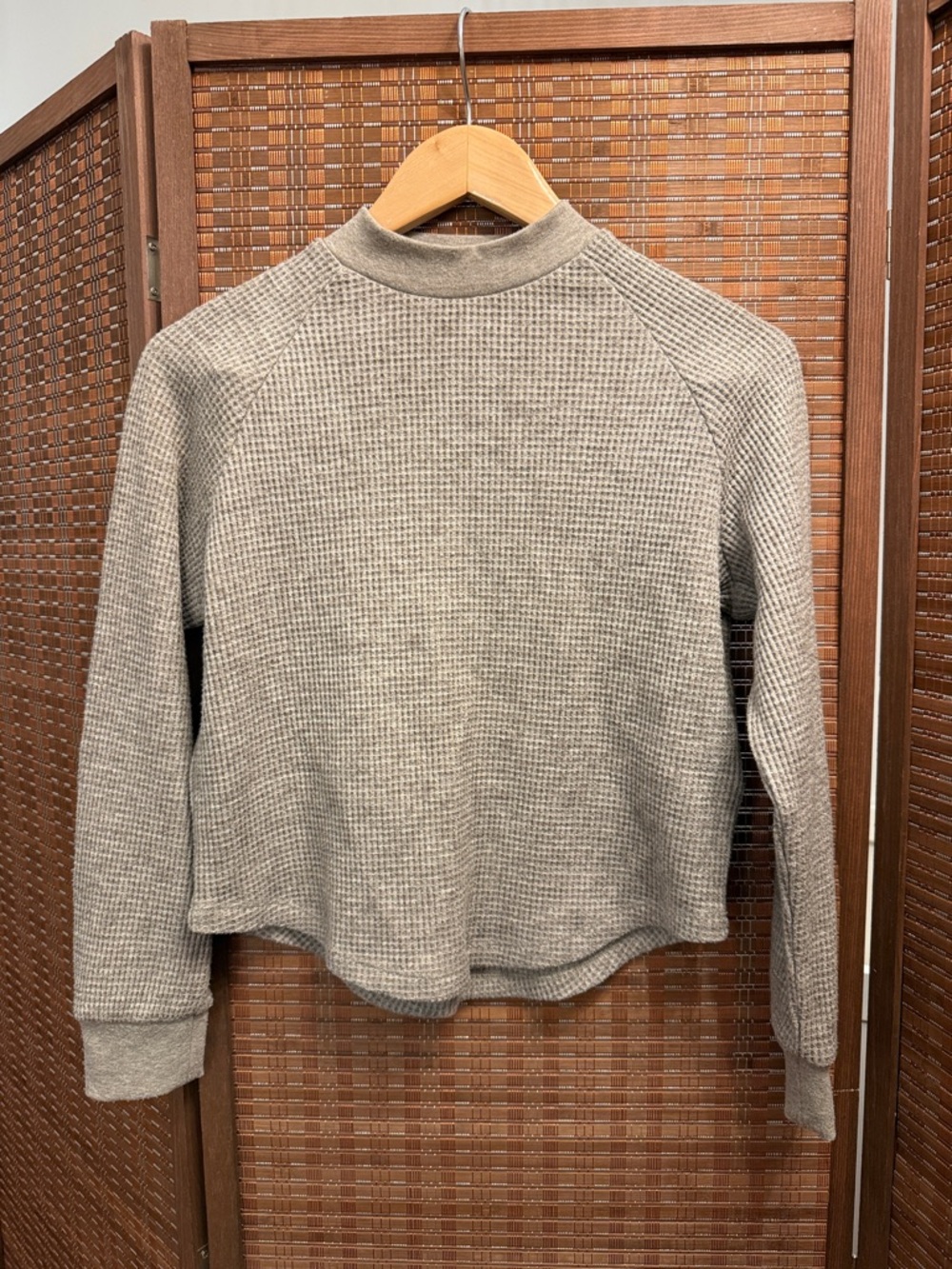 Madewell Waffle-Knit Mock Neck Pullover - Taupe